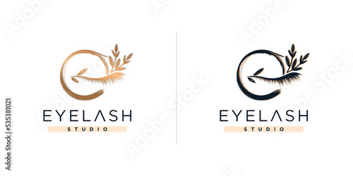 Eyelashes logo design with creative letter E idea