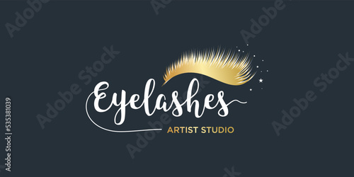 Eyelash logo design with golden concept