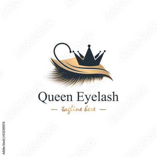 Queen lashes logo design with creative beauty idea