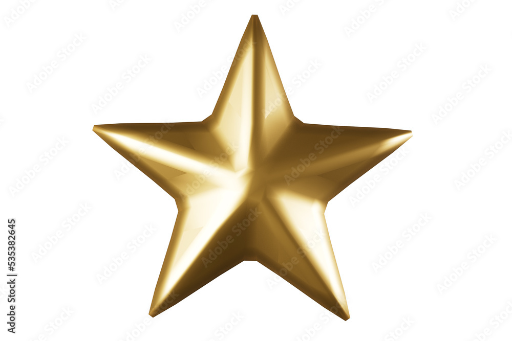 Golden Christmas star on a white background 3d render illustration Golden Christmas star on a white background 3d render illustration