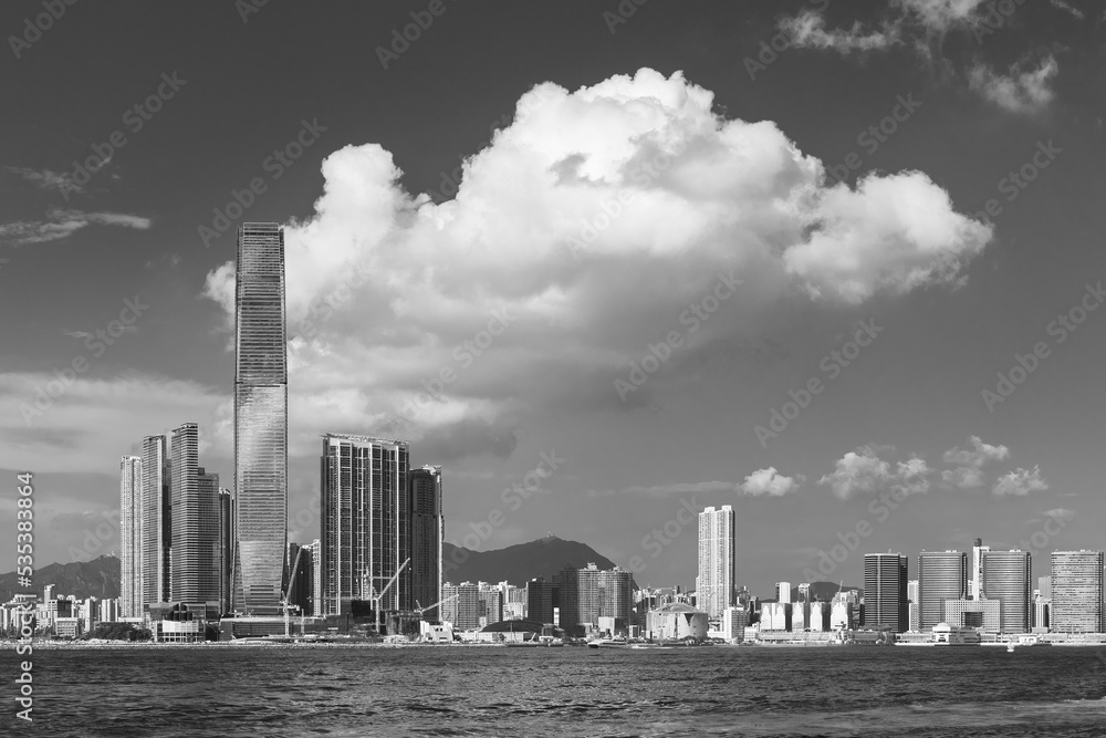 Obraz premium Panorama of Skyline of Victoria harbor of Hong Kong city