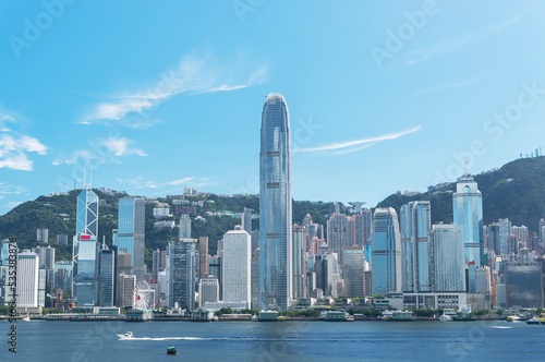 skyline of Victoria Harbor in Hong Kong city