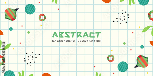 Christmas celebrated on grid texture background with cute flat design template banner