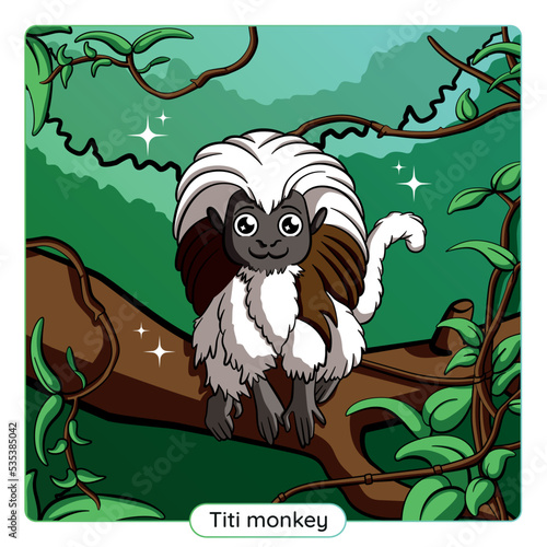 TITI MONKEY EN SU HABITAD NATURAL