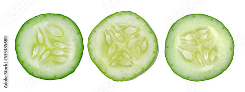 Fresh slice cucumber on transparent png photo