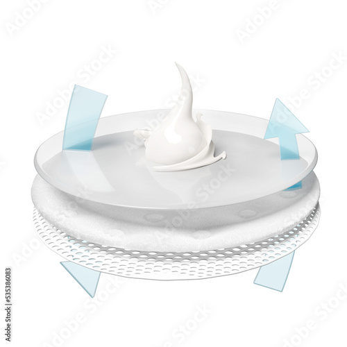 Valokuva Disposable milk absorbent pads product advertisement, ventilate shows milk splas