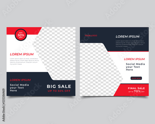 Set of Editable minimal square banner template. social media post sale template. Vector illustration