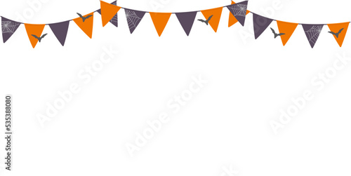 Vector illustration of Halloween flag bunting garland isolated on background.