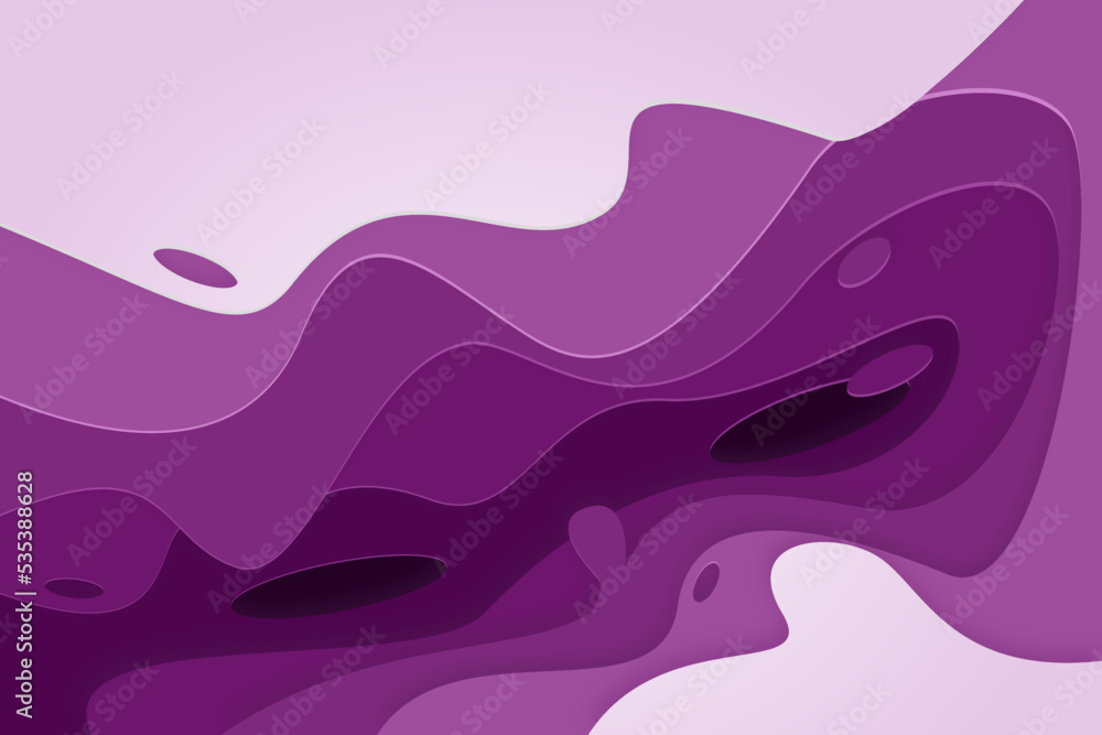 3D abstract background with deep purple paper cut waves. Wavy geometric poster. design layout for business presentations, flyers, posters, invitations ,book cover or annual report template design 3D abstract background with deep purple paper cut waves. Wavy geometric poster. design layout for business presentations, flyers, posters, invitations ,book cover or annual report template design