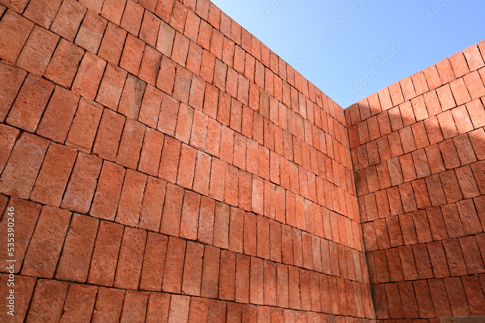 Naklejka premium brown brick wall textured, construction industry