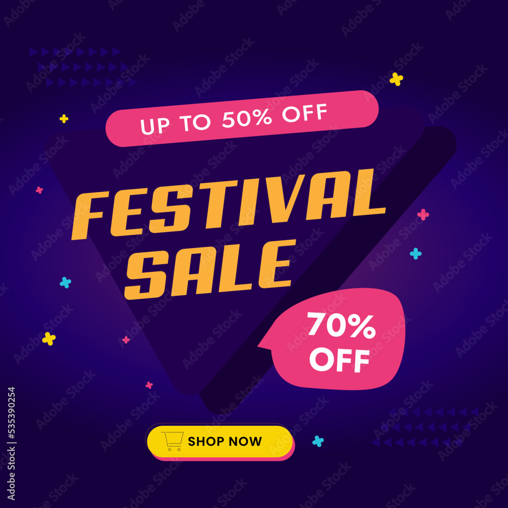 Fototapeta premium Festival sale up to 50 off. festival sales background with abstract shapes.