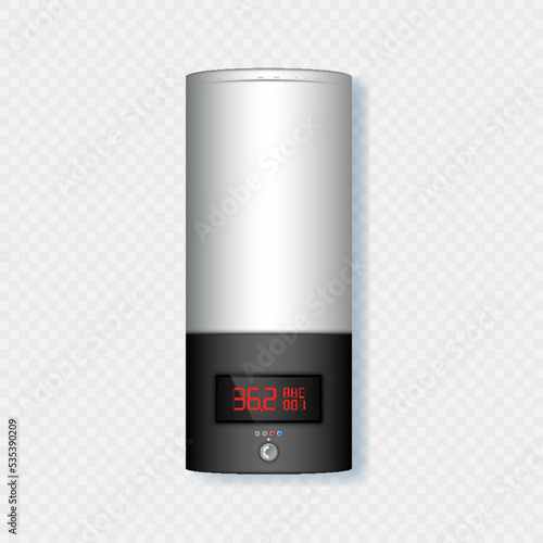 Boiler, electronic water heater isolated. Home plumbing electric fixture for heating cold aqua