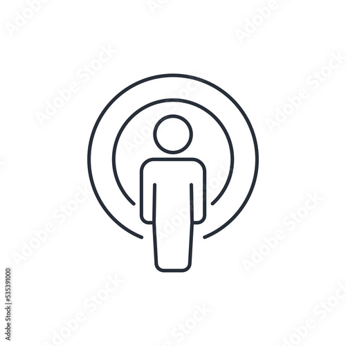 The person who gives information. Broadcaster. Vector linear icon, illustration isolated on white background.