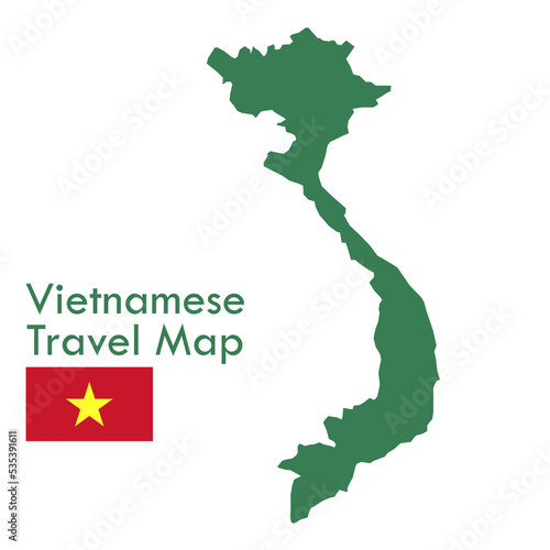 Map-Green Vietnam map with national flag