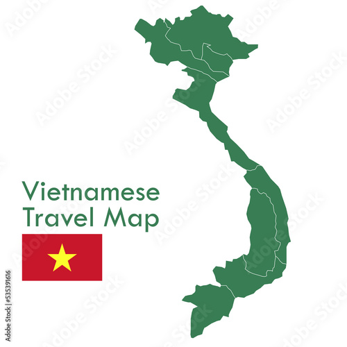 Map-Green Vietnam Map Each city and territory is separate.
