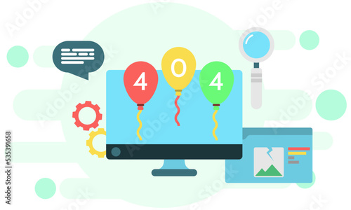 illustration of internet disturbance. illustration of 404 on browser page