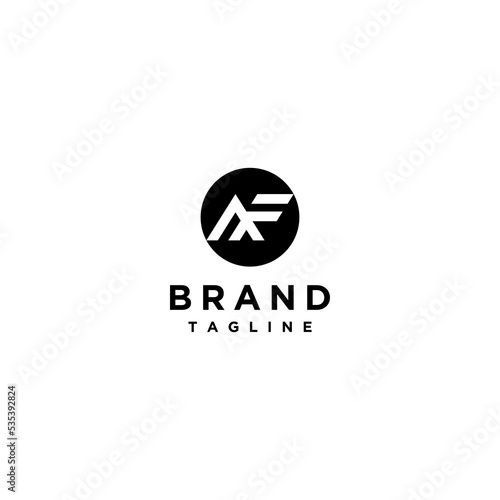 Black Circle with the initials AF in its logo design. Initial Letter Af inside Black Circle Logo Design.
