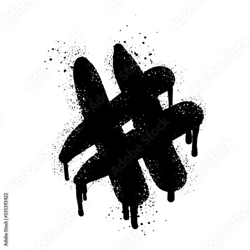 Doodle element hashtag icon. Spray painted graffiti hash tag symbol in black over white. isolated on white background. vector illustration