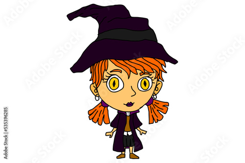 Halloween Cartoon Character - Young Witch Vector
