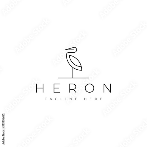 minimalist heron line logo design