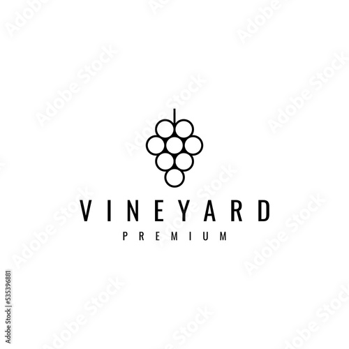 grape fruit vineyard line art logo design