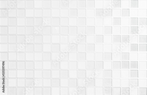 White tile wall chequered background bathroom floor texture. Ceramic wall and floor tiles mosaic background.