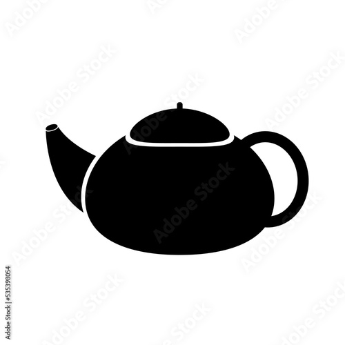Kettle teapot vector silhouette icon. Glyph illustration isolated on white background
