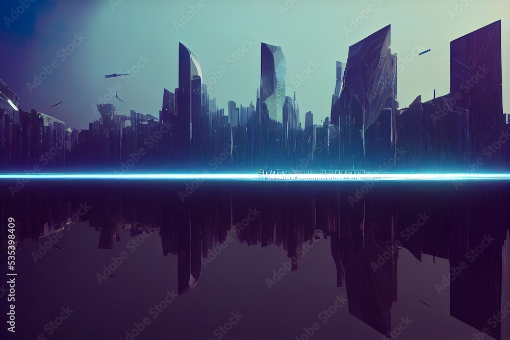 concept future city skyline. Futuristic business vision concept. 3d illustration. High quality illustration