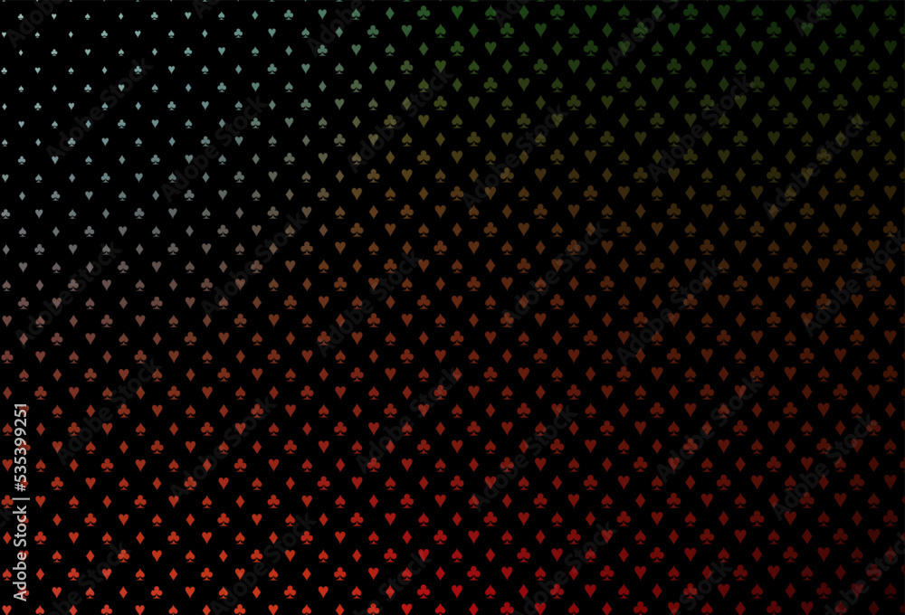 Dark green, red vector cover with symbols of gamble. Dark green, red vector cover with symbols of gamble.