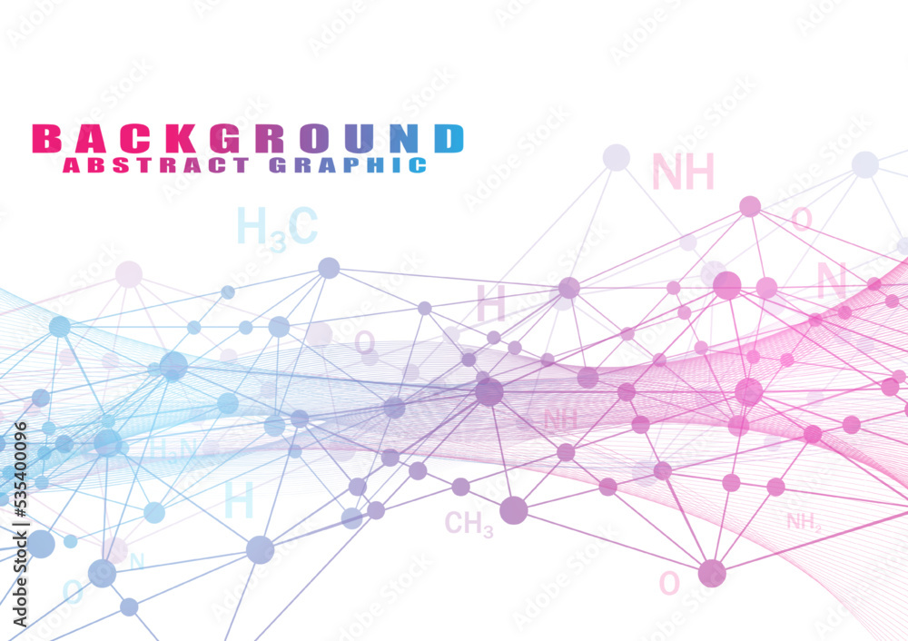 Abstract background with connecting lines and molecular wave points Abstract background with connecting lines and molecular wave points