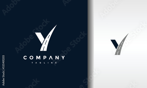 initial letter Y highway logo