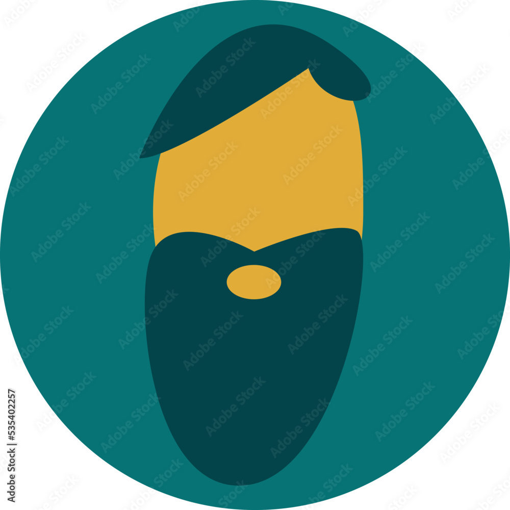 Long bearded man, illustration, vector on a white background. Long bearded man, illustration, vector on a white background.