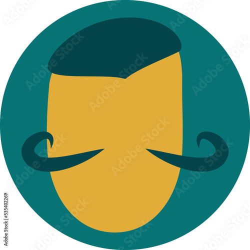 French painter moustache, illustration, vector on a white background.