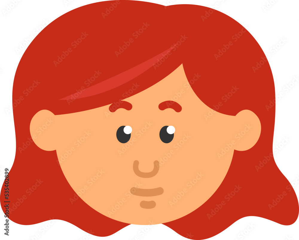 Obraz premium Girl with short red hair, illustration, vector on a white background.