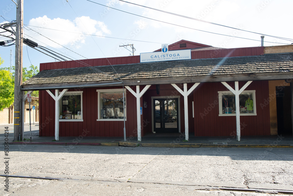 building on the streets of Historic Calistoga is a popular tourist stop at the north end of Napa Valley wine country.