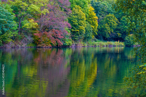 autumn river reflections
