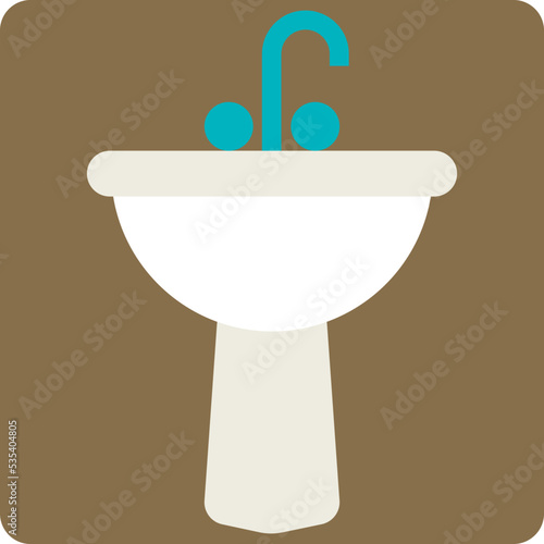 White washstand, illustration, vector on a white background.
