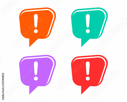 speech bubble like attention icon. concept of hazardous assess or urgent online message. flat cartoon web style modern sms logotype graphic simple design infographic element isolated
