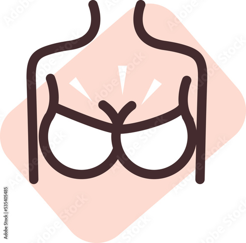 Breast pain, illustration, vector on a white background.