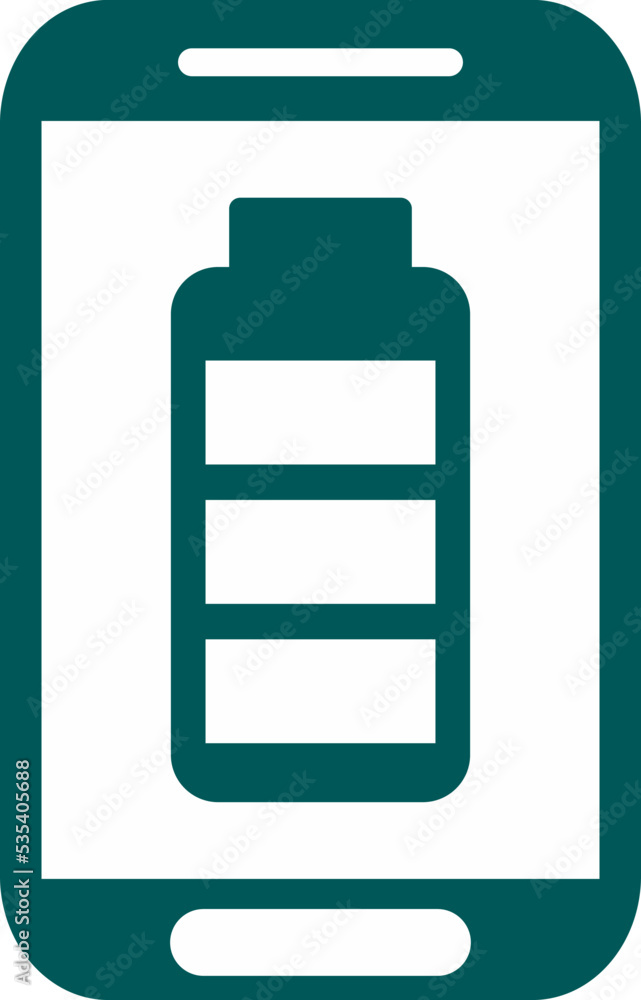 Smartphone battery charged, illustration, vector on a white background. Smartphone battery charged, illustration, vector on a white background.