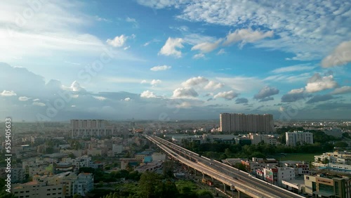 Bangalore city aerial Hyperlapse. Bengaluru India
