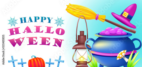 Happy Halloween, magician's equipment. Suitable for events