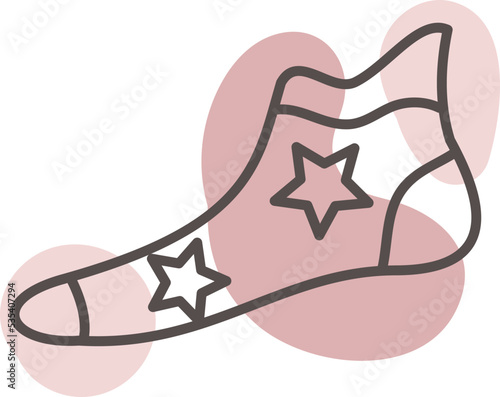 Sock with stars, illustration, vector on a white background.