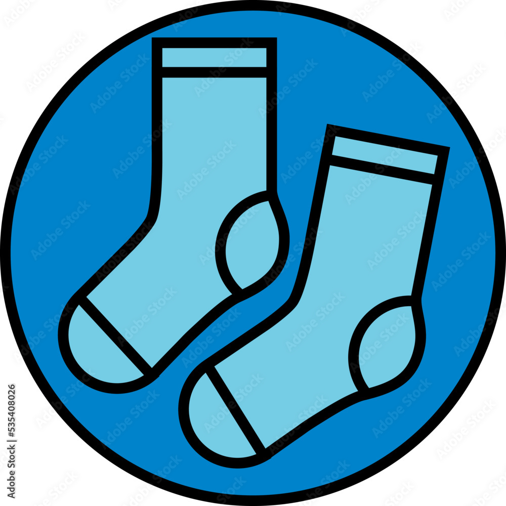 Blue socks, illustration, vector on a white background. Blue socks, illustration, vector on a white background.