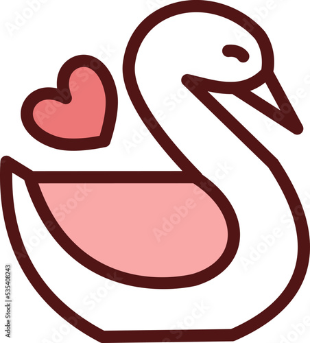 Valentine swan, illustration, vector on a white background.
