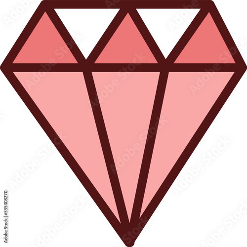Valentines day diamond, illustration, vector on a white background.