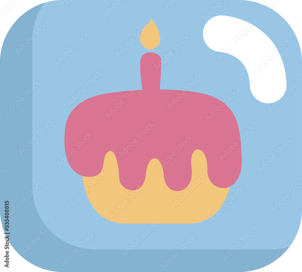 Birthday cake with candle, illustration, vector on a white background. Birthday cake with candle, illustration, vector on a white background.