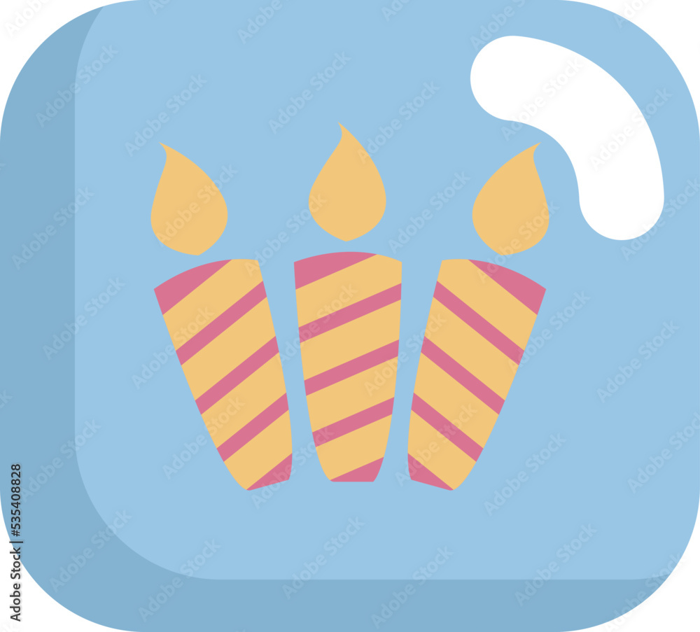 Three birthday candles, illustration, vector on a white background. Three birthday candles, illustration, vector on a white background.