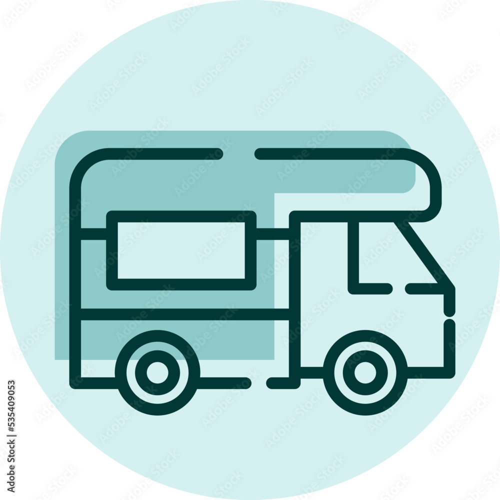 Camping van, illustration, vector on a white background. Camping van, illustration, vector on a white background.