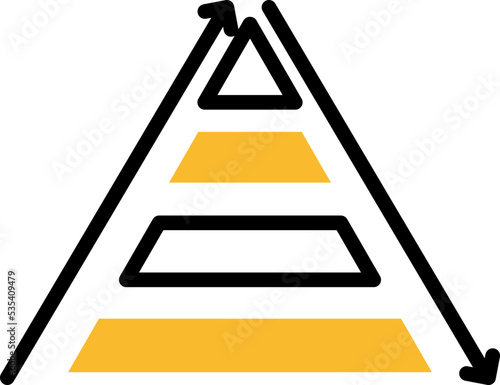 Pyramid chart, illustration, vector on a white background.